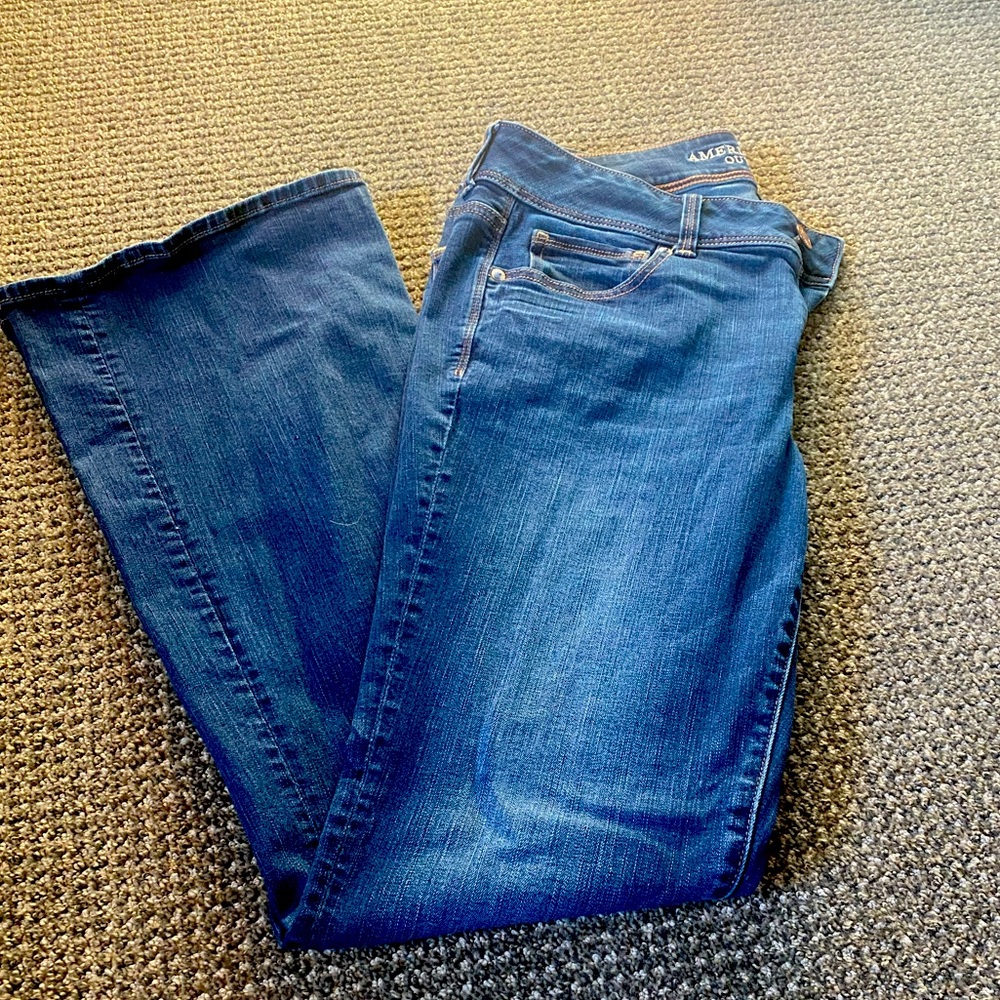 Dark wash kick boot Jean